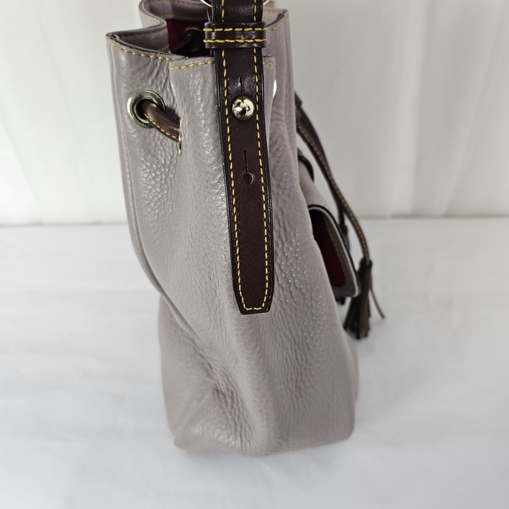 Dooney & Bourke Samba Gray Drawstring Bucket shoulder Bag - Picture 5 of 12